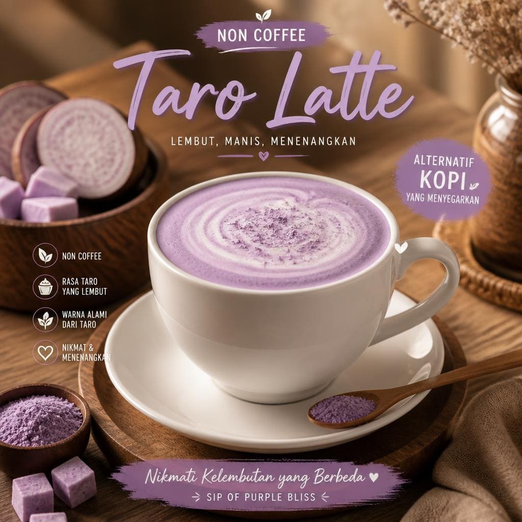Taro Latte Warkop 84 minuman taro creamy dan manis lembut